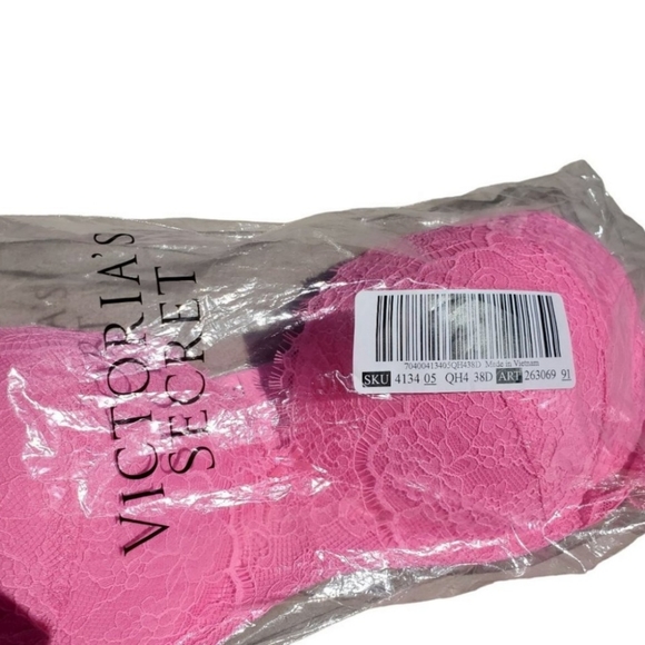 NWT Victoria's Secret Dream Angels Full Coverage No Wire Lace Bra Pink Berry 38D - Picture 11 of 13